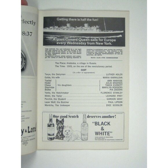 Fiddler On The Roof Playbill Imperial Theatre 1965 Luther Adler Karnilova - Picture 4 of 7